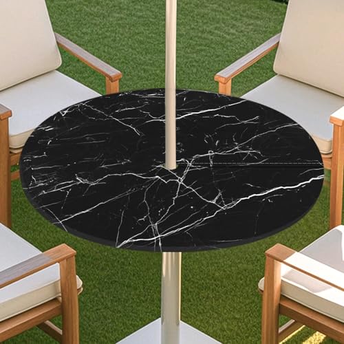 JSJHJZJ Round Outdoor Tablecloth, Elastic Tablecloth with Invisible Zipper, Waterproof Umbrella Tablecloth for Beach Terrace Garden Picnic(B,M) von JSJHJZJ