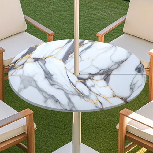 JSJHJZJ Round Outdoor Tablecloth, Elastic Tablecloth with Invisible Zipper, Waterproof Umbrella Tablecloth for Beach Terrace Garden Picnic(D,M) von JSJHJZJ