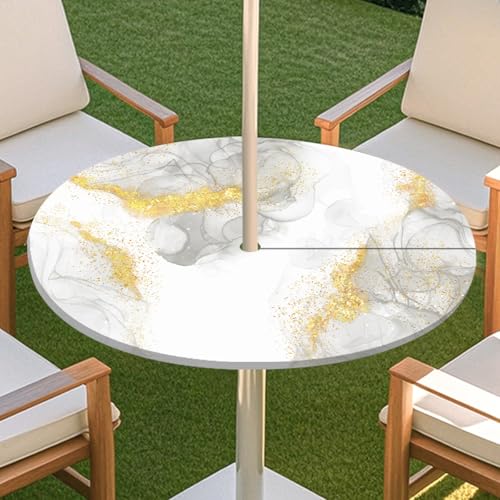 JSJHJZJ Round Outdoor Tablecloth, Elastic Tablecloth with Invisible Zipper, Waterproof Umbrella Tablecloth for Beach Terrace Garden Picnic(F,M) von JSJHJZJ