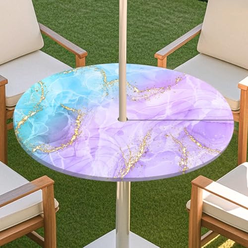 JSJHJZJ Round Outdoor Tablecloth, Elastic Tablecloth with Invisible Zipper, Waterproof Umbrella Tablecloth for Beach Terrace Garden Picnic(G,M) von JSJHJZJ