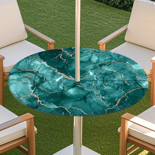 JSJHJZJ Round Outdoor Tablecloth, Elastic Tablecloth with Invisible Zipper, Waterproof Umbrella Tablecloth for Beach Terrace Garden Picnic(J,S) von JSJHJZJ