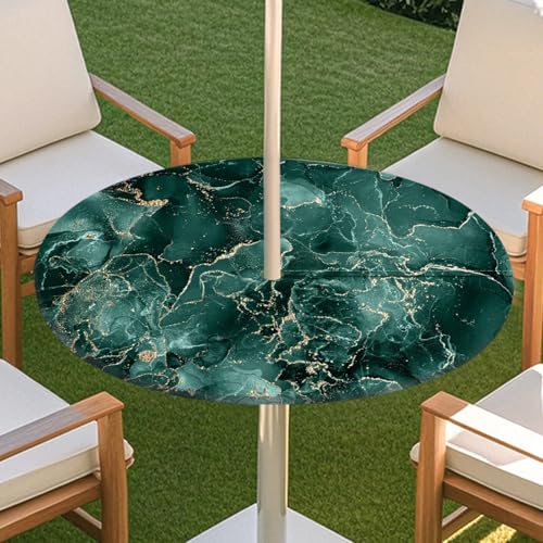 JSJHJZJ Runde Tischdecke for den Außenbereich, Tischdecke mit Loch for Regenschirm, Tischdecke mit elastischen Kanten mit Reißverschluss for Terrasse, Garten, Camping, Picknick(C,S) von JSJHJZJ
