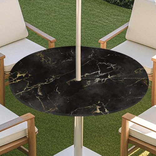 JSJHJZJ Runde Tischdecke for den Außenbereich, Tischdecke mit Loch for Regenschirm, Tischdecke mit elastischen Kanten mit Reißverschluss for Terrasse, Garten, Camping, Picknick(E,L) von JSJHJZJ