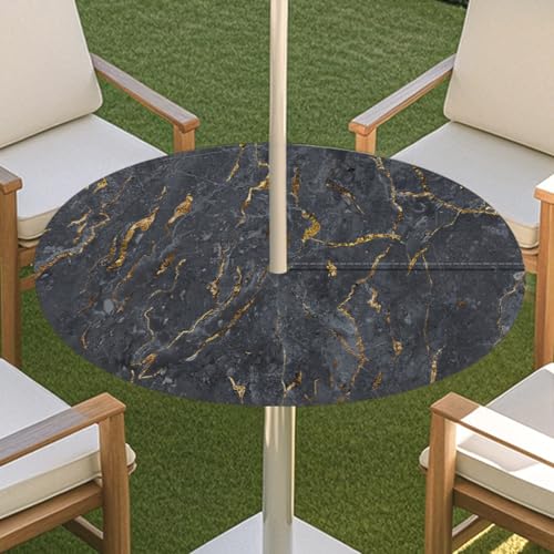 JSJHJZJ Runde Tischdecke for den Außenbereich, Tischdecke mit Loch for Regenschirm, Tischdecke mit elastischen Kanten mit Reißverschluss for Terrasse, Garten, Camping, Picknick(F,L) von JSJHJZJ