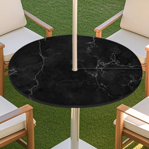 JSJHJZJ Runde Tischdecke for den Außenbereich, Tischdecke mit Loch for Regenschirm, Tischdecke mit elastischen Kanten mit Reißverschluss for Terrasse, Garten, Camping, Picknick(G,M) von JSJHJZJ