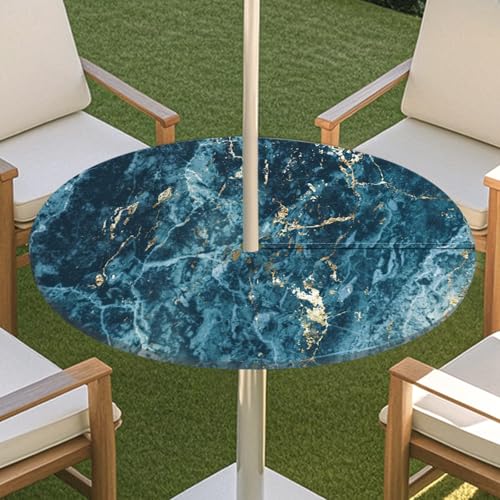 JSJHJZJ Runde Tischdecke for den Außenbereich, Tischdecke mit Loch for Regenschirm, Tischdecke mit elastischen Kanten mit Reißverschluss for Terrasse, Garten, Camping, Picknick(J,S) von JSJHJZJ