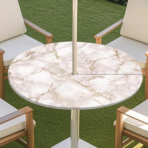 JSJHJZJ Runde Tischdecke for den Außenbereich, Tischdecke mit Loch for Regenschirm, wasserdichte Tischdecke for Strandterrasse, Gartenpicknick(A,L) von JSJHJZJ