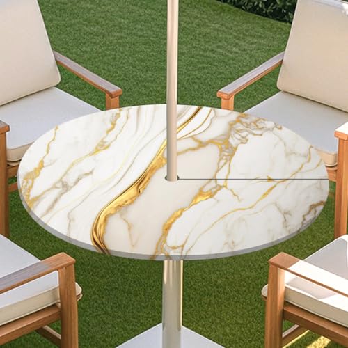 JSJHJZJ Runde Tischdecke for den Außenbereich, Tischdecke mit Loch for Regenschirm, wasserdichte Tischdecke for Strandterrasse, Gartenpicknick(B,L) von JSJHJZJ