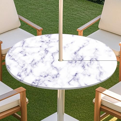 JSJHJZJ Runde Tischdecke for den Außenbereich, Tischdecke mit Loch for Regenschirm, wasserdichte Tischdecke for Strandterrasse, Gartenpicknick(I,S) von JSJHJZJ