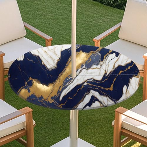 JSJHJZJ Runde Tischdecke for den Außenbereich, Tischdecke mit Loch for Regenschirm, wasserdichte Tischdecke for Strandterrasse, Gartenpicknick(J,S) von JSJHJZJ