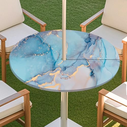 JSJHJZJ Runde Tischdecke for den Außenbereich, Tischdecke mit Reißverschluss, wasserdichte Tischdecke mit Regenschirmlöchern for Terrassengarten, Camping und Picknick(B,L) von JSJHJZJ