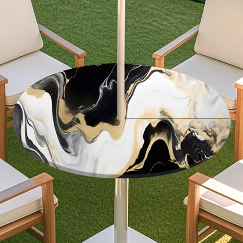 JSJHJZJ Runde Tischdecke for den Außenbereich, Tischdecke mit Reißverschluss, wasserdichte Tischdecke mit Regenschirmlöchern for Terrassengarten, Camping und Picknick(E,L) von JSJHJZJ