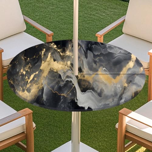 JSJHJZJ Runde Tischdecke for den Außenbereich, Tischdecke mit Reißverschluss, wasserdichte Tischdecke mit Regenschirmlöchern for Terrassengarten, Camping und Picknick(F,L) von JSJHJZJ