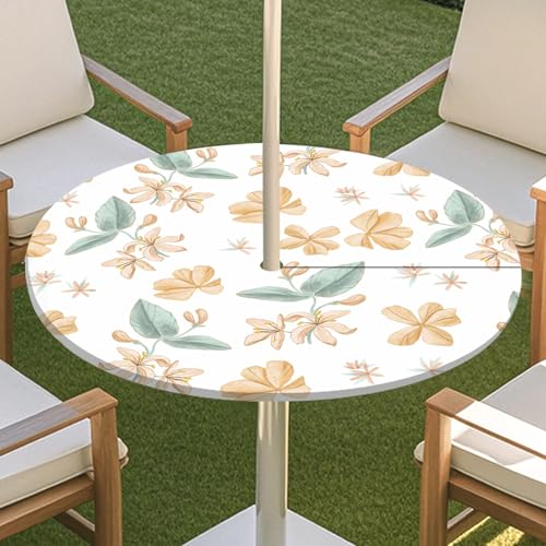 JSJHJZJ Runde Tischdecke for den Außenbereich, Tischdecke mit grünen Pflanzen und Reißverschluss, wasserdichte Schirmtischdecke for Strandterrasse, Gartenpicknick(B,M) von JSJHJZJ