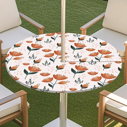 JSJHJZJ Runde Tischdecke for den Außenbereich, Tischdecke mit grünen Pflanzen und Reißverschluss, wasserdichte Schirmtischdecke for Strandterrasse, Gartenpicknick(C,S) von JSJHJZJ