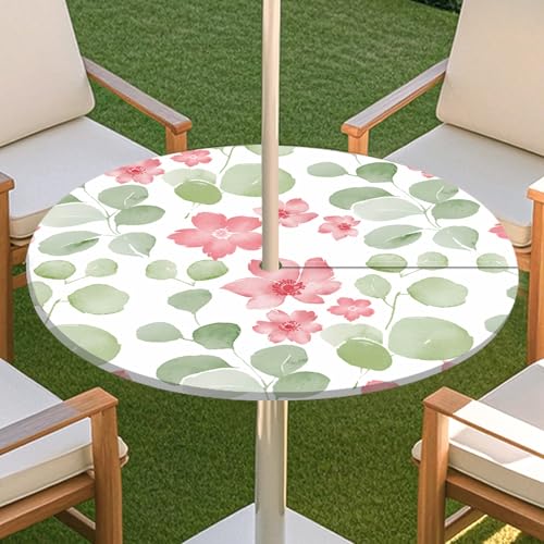 JSJHJZJ Runde Tischdecke for den Außenbereich, Tischdecke mit grünen Pflanzen und Reißverschluss, wasserdichte Schirmtischdecke for Strandterrasse, Gartenpicknick(G,S) von JSJHJZJ
