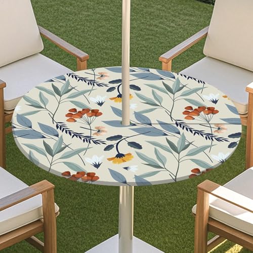 JSJHJZJ Runde Tischdecke for den Außenbereich, elastische Pflanzentischdecke mit unsichtbarem Reißverschluss, wasserdichte Schirmtischdecke for Strandterrasse, Gartenpicknick(C,S) von JSJHJZJ