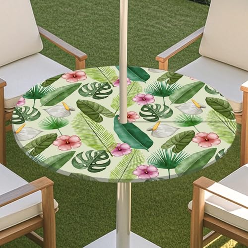 JSJHJZJ Runde Tischdecke for den Außenbereich, elastische Pflanzentischdecke mit unsichtbarem Reißverschluss, wasserdichte Schirmtischdecke for Strandterrasse, Gartenpicknick(E,M) von JSJHJZJ