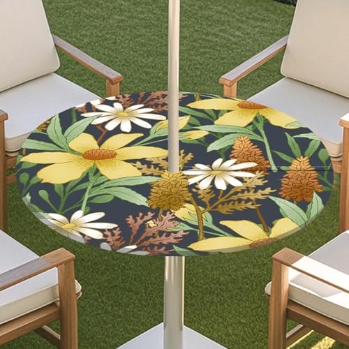 JSJHJZJ Runde Tischdecke for den Außenbereich, elastische Pflanzentischdecke mit unsichtbarem Reißverschluss, wasserdichte Schirmtischdecke for Strandterrasse, Gartenpicknick(G,L) von JSJHJZJ