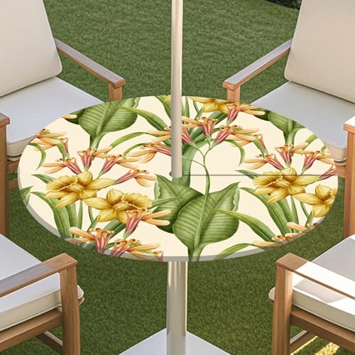 JSJHJZJ Runde Tischdecke for den Außenbereich, elastische Pflanzentischdecke mit unsichtbarem Reißverschluss, wasserdichte Schirmtischdecke for Strandterrasse, Gartenpicknick(H,M) von JSJHJZJ