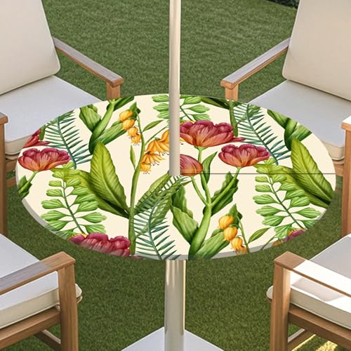 JSJHJZJ Runde Tischdecke for den Außenbereich, elastische Pflanzentischdecke mit unsichtbarem Reißverschluss, wasserdichte Schirmtischdecke for Strandterrasse, Gartenpicknick(I,S) von JSJHJZJ