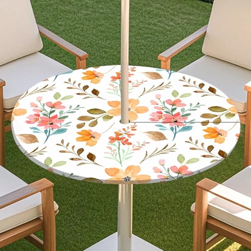 JSJHJZJ Runde Tischdecke for den Außenbereich, grüne Pflanzentischdecke mit Schirmloch, wasserdichte Tischdecke for Strandterrasse, Gartenpicknick(J,S) von JSJHJZJ