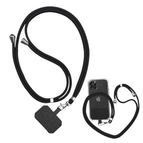 JSKWIKE Handykette Universal zum Umhängen Handyband aus Nylon kompatibel mit jeden Smartphones Handy Kette Umhängenband mit Kordel für meisten Hülle zum Umhängen(Schwarz) von JSKWIKE
