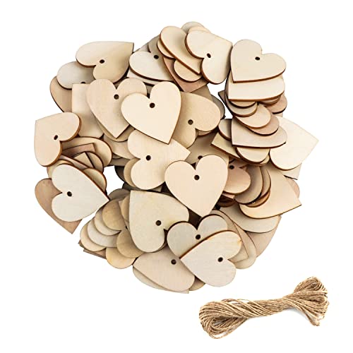 100 Stück Holzherzen Scheiben, Herz Holz Anhänger, Streudeko Herzen Holz Set, 40 mm Holz Herzen Deco Scheiben mit 10m Jute Schnur für Gästebuch Beschriften DIY Handwerk 100 Stück Holzherzen Scheiben, Herz Holz Anhänger, Streudeko Herzen Holz Set, 40 mm Holz Herzen Deco Scheiben mit 10m Jute Schnur für Gästebuch Beschriften DIY Handwerk von JSMTKJ