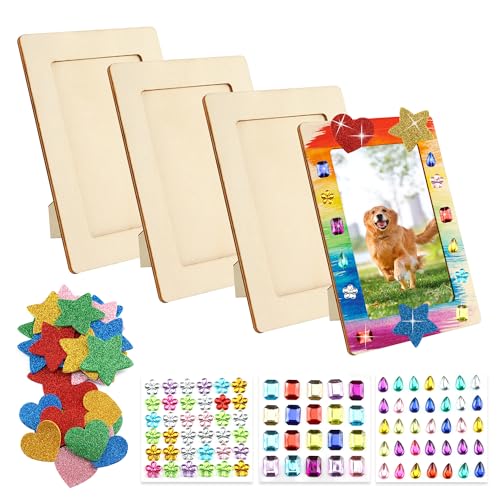 JSMTKJ 4 Stück Bilderrahmen Holz Set, DIY Rechteckige Bastelrahmen Set, Holzbilderrahmen Bilderrahmen mit Glitzersteine, Glitter Schaum Sticker für Jubiläen Geburtstage JSMTKJ 4 Stück Bilderrahmen Holz Set, DIY Rechteckige Bastelrahmen Set, Holzbilderrahmen Bilderrahmen mit Glitzersteine, Glitter Schaum Sticker für Jubiläen Geburtstage von JSMTKJ