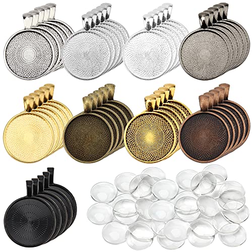 JSMTKJ Anhänger Tablett 45 Stücke Cabochon Set Rund Anhänger Lünette mit 25mm Glas Cabochons in 9 Farben für DIY Handwerk Schmuckherstellung JSMTKJ Anhänger Tablett 45 Stücke Cabochon Set Rund Anhänger Lünette mit 25mm Glas Cabochons in 9 Farben für DIY Handwerk Schmuckherstellung von JSMTKJ