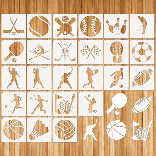 JSRQT 25 Stück Ball Schablonen zum Malen, Fußball Basketball Volleyball Baseball Schablonen Stencils Malerei, Wiederverwendbar Kunststoff Schablonen Vorlagen für DIY Tagebuch, Holz, Leinwand, 5 Inch JSRQT 25 Stück Ball Schablonen zum Malen, Fußball Basketball Volleyball Baseball Schablonen Stencils Malerei, Wiederverwendbar Kunststoff Schablonen Vorlagen für DIY Tagebuch, Holz, Leinwand, 5 Inch von JSRQT