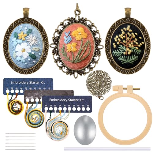 JSRQT 3 Pack Anhänger Stickerei Starter Kit mit Anleitungen DIY Cross Stitch Craft Stickerei Halskette mit Muster Stickerei Ohrringe Anhänger Embroidery Starter Kit für Schmuck Sticken Handwerk JSRQT 3 Pack Anhänger Stickerei Starter Kit mit Anleitungen DIY Cross Stitch Craft Stickerei Halskette mit Muster Stickerei Ohrringe Anhänger Embroidery Starter Kit für Schmuck Sticken Handwerk von JSRQT
