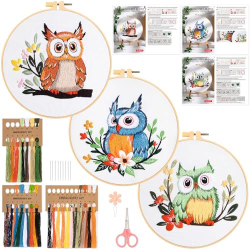 JSRQT 3 Stück Embroidery Set Stickerei Kit Eule Gestempeltes Stickerei Starter für DIY Kunst Handwerk Stickerei Stick Starter Kit Kreuzstich Cross Stitch Set für Anfänger Erwachsene Sticken Nähen JSRQT 3 Stück Embroidery Set Stickerei Kit Eule Gestempeltes Stickerei Starter für DIY Kunst Handwerk Stickerei Stick Starter Kit Kreuzstich Cross Stitch Set für Anfänger Erwachsene Sticken Nähen von JSRQT