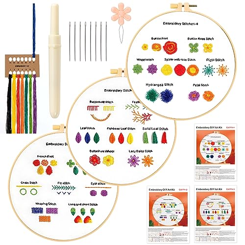 JSRQT 3 Stück Stickerei Set Anfänger für DIY Kunst Punch Embroidery Stitches Kits Blumenmuster Stickerei Stick Starter Kit Gestempelten Sticksets für Erwachsene Cross Stitch Set Nadeln und Nähen Tools JSRQT 3 Stück Stickerei Set Anfänger für DIY Kunst Punch Embroidery Stitches Kits Blumenmuster Stickerei Stick Starter Kit Gestempelten Sticksets für Erwachsene Cross Stitch Set Nadeln und Nähen Tools von JSRQT