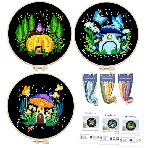 JSRQT 3 Stücke Pilzhaus Stickerei Starter Kit,DIY Handgemachte Gestempeltes Stickerei Kreuzstich Set, Embroidery Cross Stitch Starter Kit für Anfänger JSRQT 3 Stücke Pilzhaus Stickerei Starter Kit,DIY Handgemachte Gestempeltes Stickerei Kreuzstich Set, Embroidery Cross Stitch Starter Kit für Anfänger von JSRQT