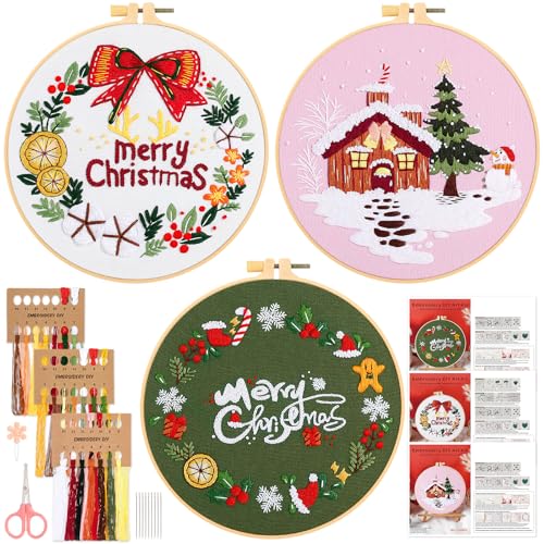 JSRQT 3 Stücke Weihnachten Gestempeltes Stickerei Starter Kit,DIY Handgemachte Stickerei Kreuzstich Set, Christmas Embroidery Starter Kit für Anfänger JSRQT 3 Stücke Weihnachten Gestempeltes Stickerei Starter Kit,DIY Handgemachte Stickerei Kreuzstich Set, Christmas Embroidery Starter Kit für Anfänger von JSRQT