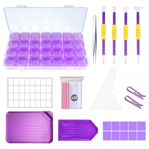 JSRQT 46 Stücke Diamond Painting Zubehör Set für Anfänger,Diamond Malerei Art Werkzeuge mit Stiften,Pinzette,Kleber,Tabletts,28-Fach Aufbewahrungsbox und Diamant-Korrekturwerkzeug JSRQT 46 Stücke Diamond Painting Zubehör Set für Anfänger,Diamond Malerei Art Werkzeuge mit Stiften,Pinzette,Kleber,Tabletts,28-Fach Aufbewahrungsbox und Diamant-Korrekturwerkzeug von JSRQT