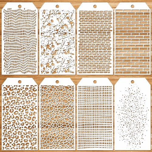 JSRQT 8 Stück Leopardenmuster Schablonen Set,Leopard Painting Stencils,Zeichnung Malschablonen Malen Schablonen Vorlagen für Holz, Boden, Möbel Wandgestaltung Deko, DIY Scrapbooking Handwerk von JSRQT