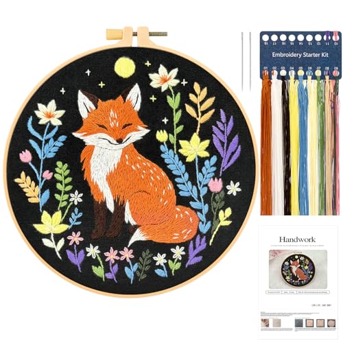 JSRQT Fuchs Stickerei Set Anfänger Erwachsene Kinder, Gestempeltem Kreuzstich Starterset, Handgefertigte Nadelspitzen Stickset für Bastelliebhaber, Vollständiges Sticken Set, für Heimwerker Dekoration JSRQT Fuchs Stickerei Set Anfänger Erwachsene Kinder, Gestempeltem Kreuzstich Starterset, Handgefertigte Nadelspitzen Stickset für Bastelliebhaber, Vollständiges Sticken Set, für Heimwerker Dekoration von JSRQT