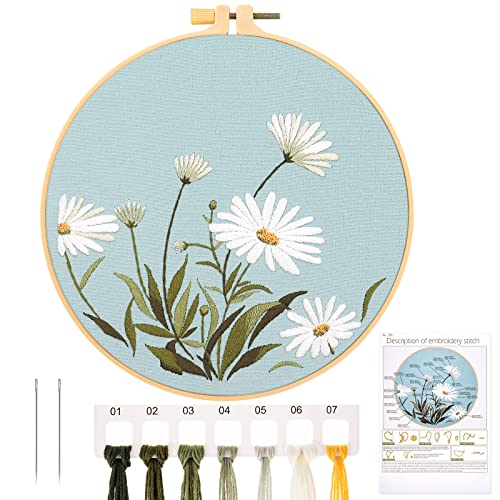 JSRQT Kreuzstich Set Blumenmuster, Sticken Set Erwachsene Gestempeltes Stickerei Starter Kit, Anfänger Stickerei Set Cross Stitch Kit, Embroidery Kit Stickset DIY Handgemachte Kreuzstich Set von JSRQT