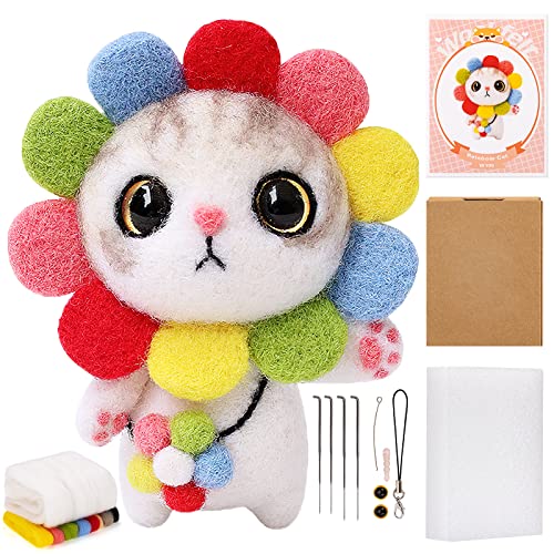 JSRQT Nadelfilz Set Katze - Wollfilz Werkzeuge für Anfänger und Erwachsene - Starter Set für Katzenliebhaber Mit Geschenkbox von JSRQT