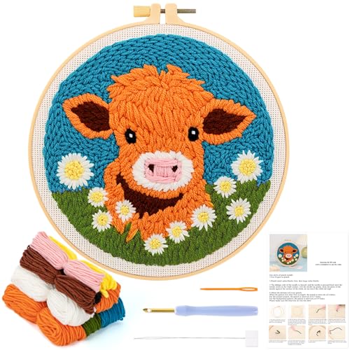 JSRQT Niedliche Stanznadel Stickerei Starter Kit,Cartoon-Kuh Punch Needle Stickerei Set für Anfänger Erwachsene Kinder,DIY Handarbeit Embroidery Kits JSRQT Niedliche Stanznadel Stickerei Starter Kit,Cartoon-Kuh Punch Needle Stickerei Set für Anfänger Erwachsene Kinder,DIY Handarbeit Embroidery Kits von JSRQT