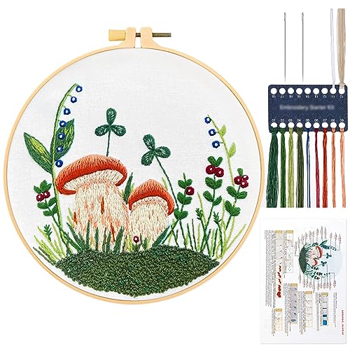 JSRQT Pilz Stickerei Kreuzstich Set,Embroidery Starter Kit,Blumen Stickerei Stick Starter Kit für Anfänger Erwachsene JSRQT Pilz Stickerei Kreuzstich Set,Embroidery Starter Kit,Blumen Stickerei Stick Starter Kit für Anfänger Erwachsene von JSRQT