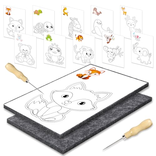 JSRQT Prickelnadel Set Kinder ab 3 Prickelset Stickbilder mit 2 Prickelfilz 2 Prickelnadel 10 Stickbilder Prickeln Kunst Kit Komplettes Geschenke für Kreative Bastelprojekte Kindergarten JSRQT Prickelnadel Set Kinder ab 3 Prickelset Stickbilder mit 2 Prickelfilz 2 Prickelnadel 10 Stickbilder Prickeln Kunst Kit Komplettes Geschenke für Kreative Bastelprojekte Kindergarten von JSRQT