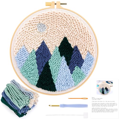 JSRQT Punch Needle Anfänger Handarbeit Set,Stanznadel Stickerei Starter Kit,Stanzer Embroidery Starter Kits mit Waldmuster, Garn, Stickrahmen, Einfädler-Werkzeug für Stanznadel JSRQT Punch Needle Anfänger Handarbeit Set,Stanznadel Stickerei Starter Kit,Stanzer Embroidery Starter Kits mit Waldmuster, Garn, Stickrahmen, Einfädler-Werkzeug für Stanznadel von JSRQT