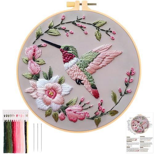 JSRQT Stickerei Starter Kit mit Blume Kolibri Muster,DIY Handgemachte Gestempeltes Kreuzstich Set, Embroidery Kit für Anfänger Erwachsene JSRQT Stickerei Starter Kit mit Blume Kolibri Muster,DIY Handgemachte Gestempeltes Kreuzstich Set, Embroidery Kit für Anfänger Erwachsene von JSRQT