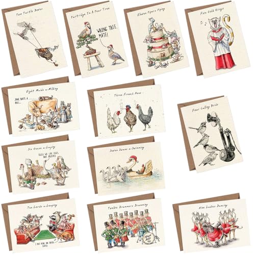 JSTHHTT 12 Weihnachtskarten Set mit Umschlägen, Klappkarten Weihnachtsgrußkarten, mit Weihnachtlichen Motiven, Danke Karte für Frauen, Männer, Mädchen, Jungen 13 x 18cm JSTHHTT 12 Weihnachtskarten Set mit Umschlägen, Klappkarten Weihnachtsgrußkarten, mit Weihnachtlichen Motiven, Danke Karte für Frauen, Männer, Mädchen, Jungen 13 x 18cm von JSTHHTT