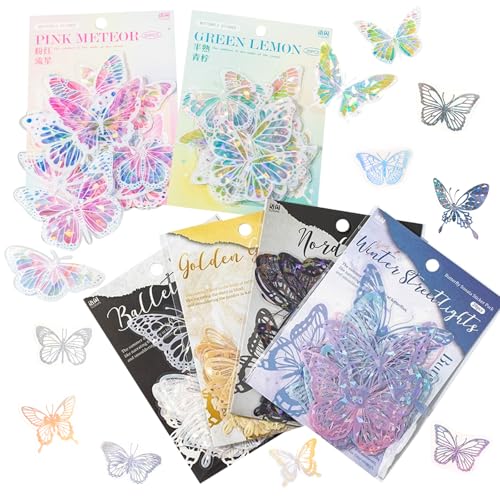 JSTHHTT 120 Stück Aufkleber für Scrapbooking, Schmetterling Aufkleber Bunte Transparente, Scrapbook Stickers Set for Album Craft Calendar,Card Making, Laptop, DIY Art, Gepäck, Wand und Fenster JSTHHTT 120 Stück Aufkleber für Scrapbooking, Schmetterling Aufkleber Bunte Transparente, Scrapbook Stickers Set for Album Craft Calendar,Card Making, Laptop, DIY Art, Gepäck, Wand und Fenster von JSTHHTT