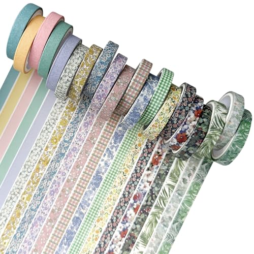 JSTHHTT 20 Rolls Washi Tape Set, Blume Dekorative Masking Tape, DIY Papier Tape, Washi Klebeband Set, für Scrapbooking, Journaling, Bullet Journals, Planer JSTHHTT 20 Rolls Washi Tape Set, Blume Dekorative Masking Tape, DIY Papier Tape, Washi Klebeband Set, für Scrapbooking, Journaling, Bullet Journals, Planer von JSTHHTT