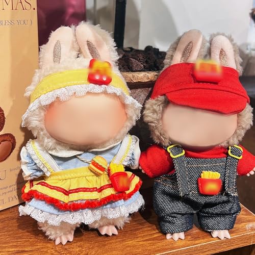 JSTHHTT 2Pcs La-pu-bu Puppenkleidung, Kleidung für Labub Puppe, 17 cm große Puppenkleidung für la-bu-bu Kleidung, Kleidung für 17 cm große Puppe (ohne Plüschspielzeug) von JSTHHTT